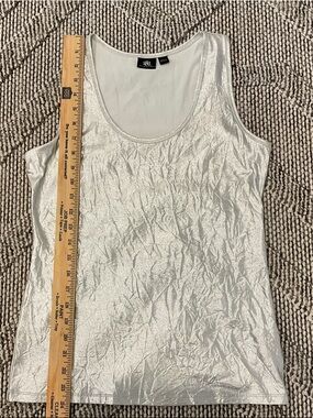 Rock & Republic Metallic Silver Scoop Tank